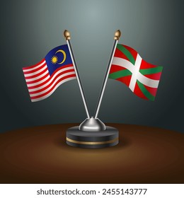 Malaysia and Basque lands table flags relation with gradient backgrund