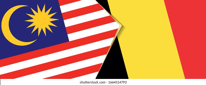 Malaysia und Belgien Flaggen, zwei Vektorillustrationen Flaggen Symbol für Beziehung oder Konfrontation.