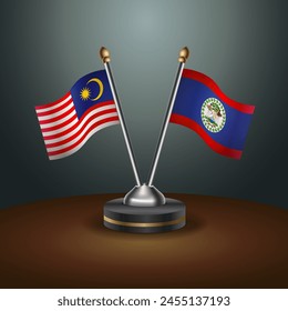 Malaysia and Belize table flags relation with gradient backgrund