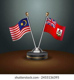 Malaysia and Bermuda table flags relation with gradient backgrund