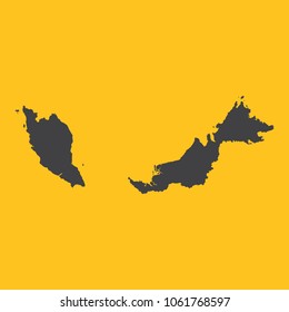 Malaysia black map,border on orange background. Vector illustration.