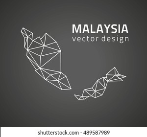 Malaysia black vector contour triangle map