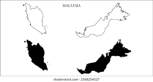 Malaysia Blank Map, Malaysia Map Outline Vector Images