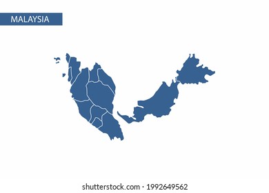 Malaysia blue map detailed vector.