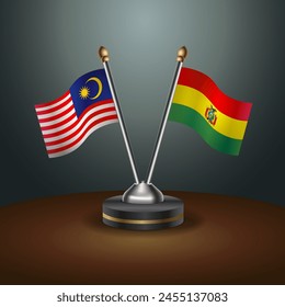 Malaysia and Bolivia table flags relation with gradient backgrund