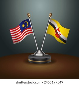 Malaysia and Brunei table flags relation with gradient backgrund