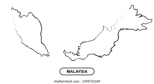 Malaysia Brush Stroke Drawn Map Vector Stock Vector (Royalty Free ...