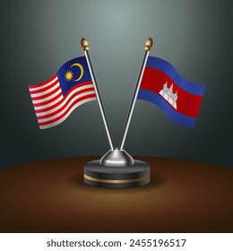 Malaysia and Cambodia table flags relation with gradient backgrund