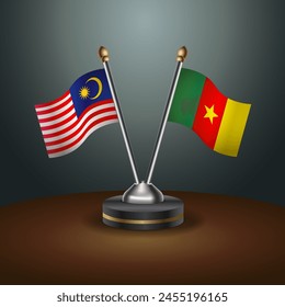 Malaysia and Cameroon, table flags relation with gradient backgrund
