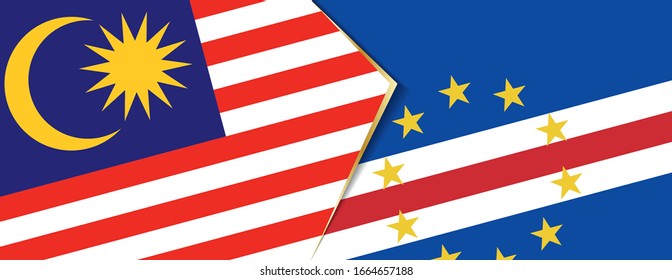 Banderas de Malasia y Cabo Verde, dos banderas vectoriales símbolo de relación o enfrentamiento.
