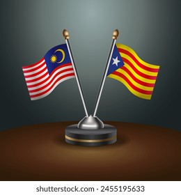 Malaysia and Catalonia table flags relation with gradient backgrund