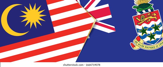 Malaysia and Cayman Islands flags, two vector flags symbol of relationship or confrontation.