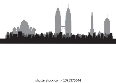 malaysia city skyline  silhouette Vector 