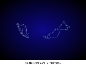 Malaysia concept vector map with glowing cities, map of Malaysia suitable for technology,innovation or internet concepts.