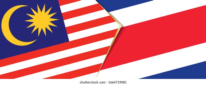 Malaysia and Costa Rica flags, two vector flags symbol of relationship or confrontation.