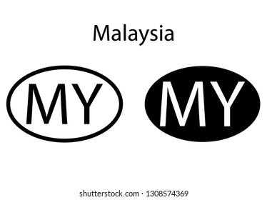 Malaysia country code icon.  Iso code country domain name.   MY - Malaysia abbreviated. vector
