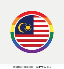 Malaysia country flag circle - lgbt flag graphic element Illustration template design
