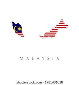 Marca de país de Malasia dentro del logo del diseño del contorno del mapa. Malasia es miembro de la Comunidad Económica de la ASEAN (AEC, por sus siglas en inglés). Bandera nacional de Malasia.