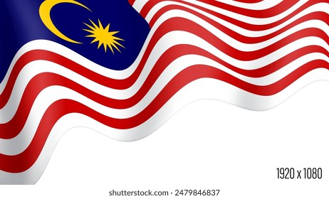 Malaysia country flag realistic independence day background. Malaysian commonwealth banner in motion waving, fluttering in wind. Festive patriotic HD format template for independence day