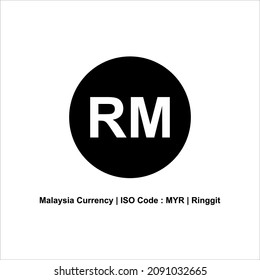 Malaysisches Währungssymbol Symbol mit ISO-Code. Vektorgrafik