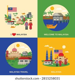 malaysia cuture independence day flat icon banner background