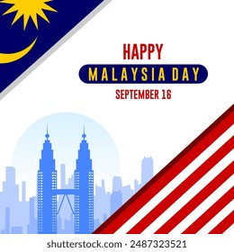 In: Malaysia Day Background Design. Happy Malaysia Day, 16. September. Banner, Poster, Grußkarten. Vektorillustrationen.