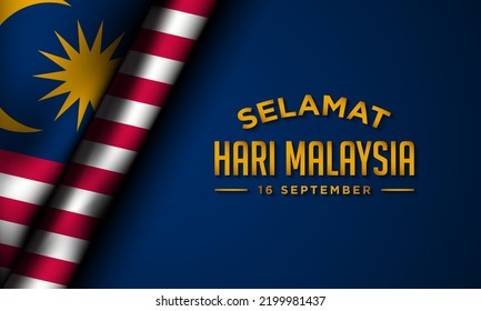 Malaysia Day Background Design. Translation : Happy Malaysia Day, 16th September. Banner, Poster, Greeting Card. Vector Illustration.