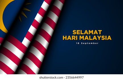 Malaysia Day Background Design. Translation : Happy Malaysia Day, 16th September. Banner, Poster, Greeting Card. Vector Illustration.