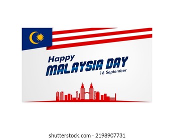 malaysia day background vectors with building silhouette (twin tower), malaysia flags, and text art