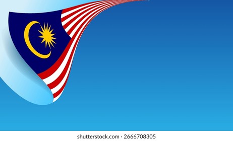 Fondo de presentación de Anuncio de día de Malasia con bandera ondulada estilizada