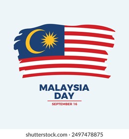 Malaysia Day poster vector illustration. Malaysia grunge flag icon. Malaysian paintbrush flag symbol. Template for background, banner, card. 16 September every year. Important day