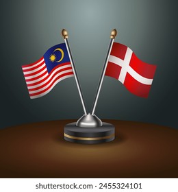 Malaysia and Denmark table flags relation with gradient backgrund
