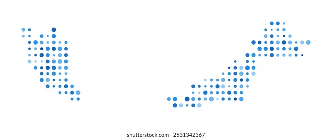 Malaysia Dot Map. Country Digital Style Shape. Malaysia vector image. Country shape blue circular dots. Creative vector illustration.
