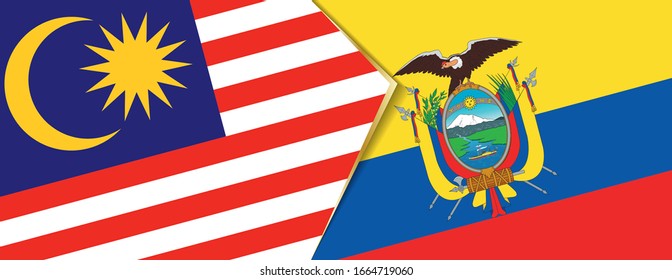 Malasia y Ecuador banderas, dos vectores símbolo de relación o confrontación.