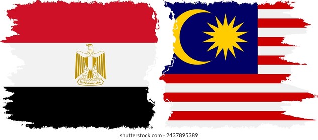 Malasia y Egipto grunge banderas de conexión, vector