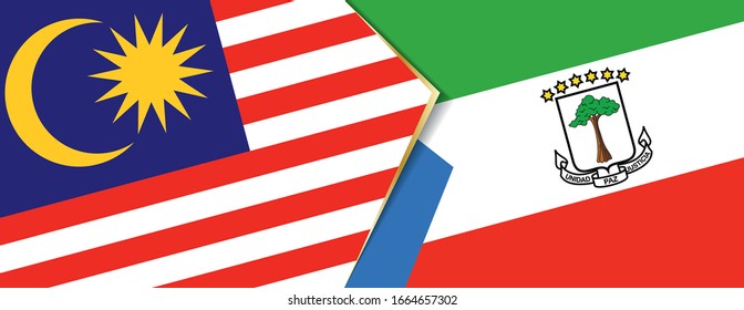 Malaysia and Equatorial Guinea flags, two vector flags symbol of relationship or confrontation.