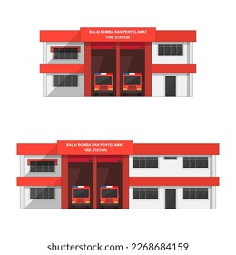 Malaysia Fire Station Flat Building Vector