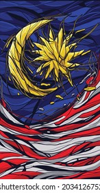 Malaysia Flag Abstract pattern for Hari Kemerdekaan or Hari Malaysia