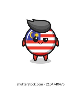 malaysia flag badge cartoon with an arrogant expression , cute style design for t shirt, sticker, logo element