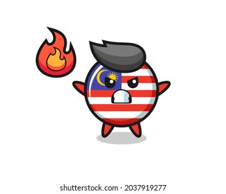malaysia flag badge character cartoon with angry gesture , cute style design for t shirt, sticker, logo element