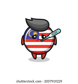 malaysia flag badge mascot character with fever condition , cute style design for t shirt, sticker, logo element