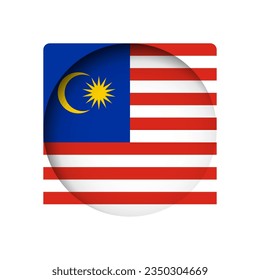 Malaysia flag - behind the cut circle paper hole with inner shadow.