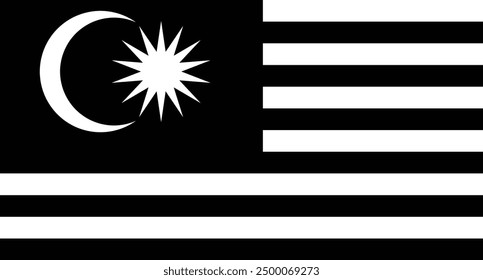 Malaysia flag black and white vector design , vector art , vector illustration , digital illustration 