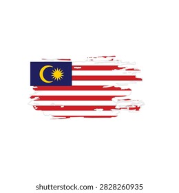 Malaysia Flag Brush Stroke Design with Grunge Paint Effect