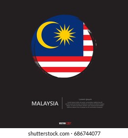 Malaysia flag with  brush stroke on drak background vector,