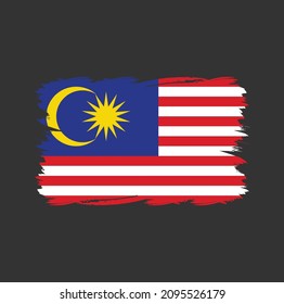 Malaysia Flag with Brush Style