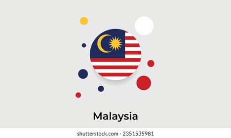 Malaysischer Flaggenblasenkreis rund um die Form Symbol bunte Vektorgrafik