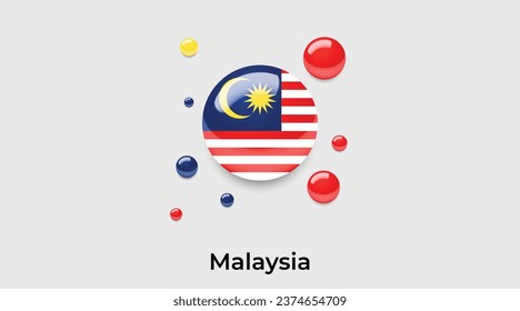 Malaysischer Flaggenblasenkreis rund um die Form Symbol bunte Vektorgrafik