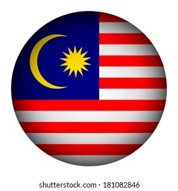 Malaysia flag button on a white background. Vector illustration.