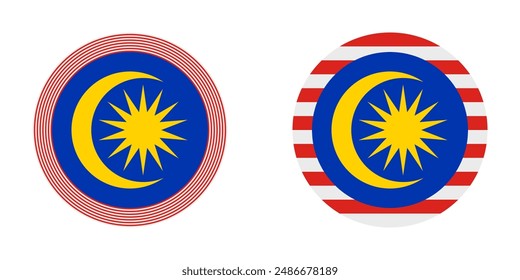 malaysia flag circle icon set. vector illustration isolated on white background